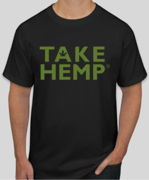 Take Hemp Logo on Black Hemp Shirt